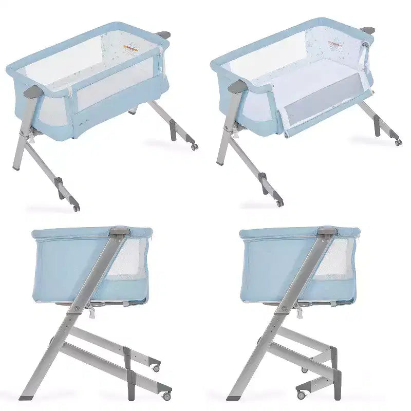 Culla e Lettino da Co-Sleeping Skylar - Blu: Altezza Regolabile, Pieghevole per un Facile Trasporto, Struttura in Metallo