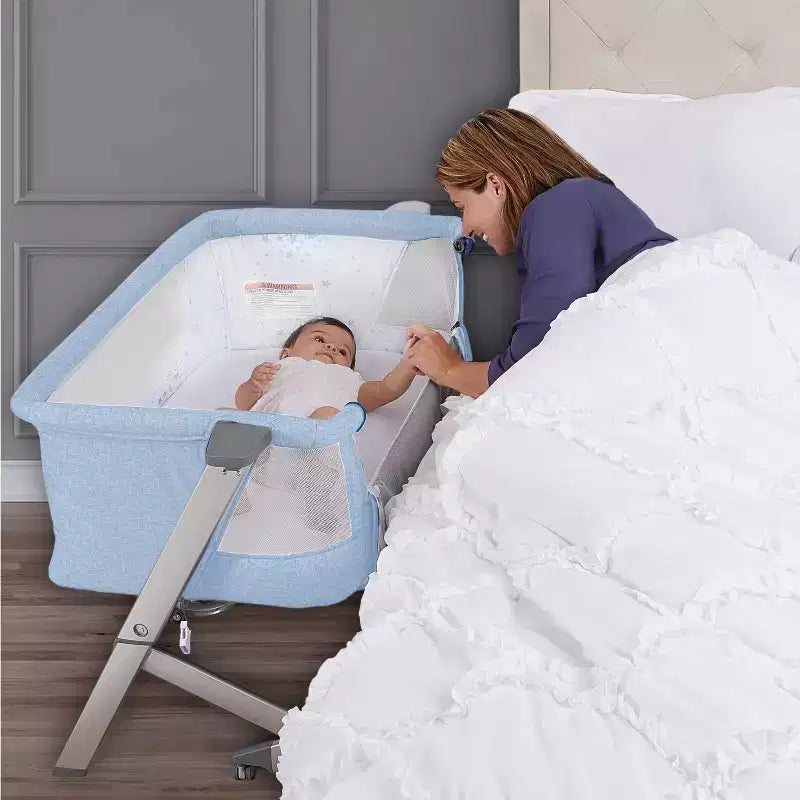 Culla e Lettino da Co-Sleeping Skylar - Blu: Altezza Regolabile, Pieghevole per un Facile Trasporto, Struttura in Metallo