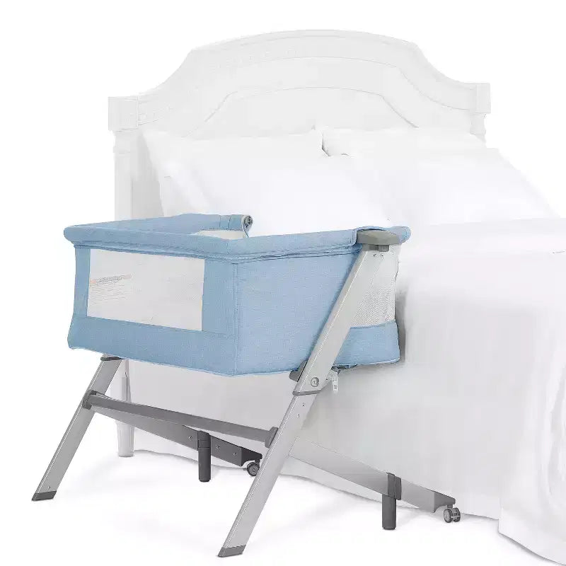Culla e Lettino da Co-Sleeping Skylar - Blu: Altezza Regolabile, Pieghevole per un Facile Trasporto, Struttura in Metallo