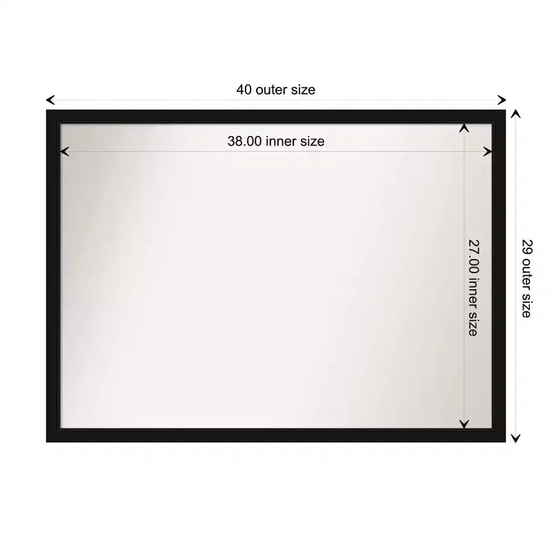 Specchio da parete stretto nero Avon, 40" x 29", senza smussature