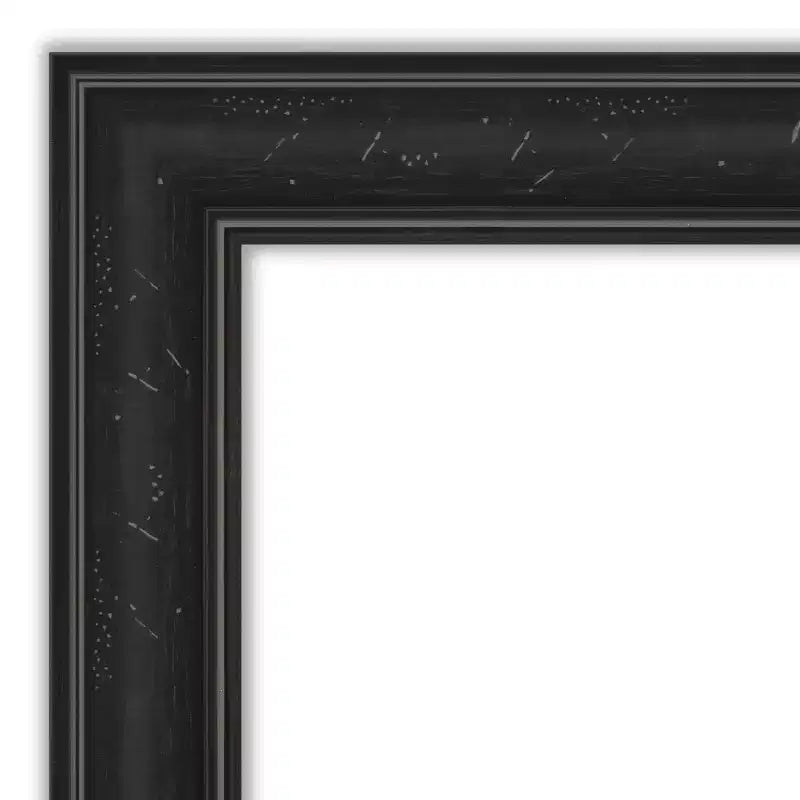 Specchio a figura intera stretto da porta non smussato, nero, motivo relitto, 45,7 x 132 cm