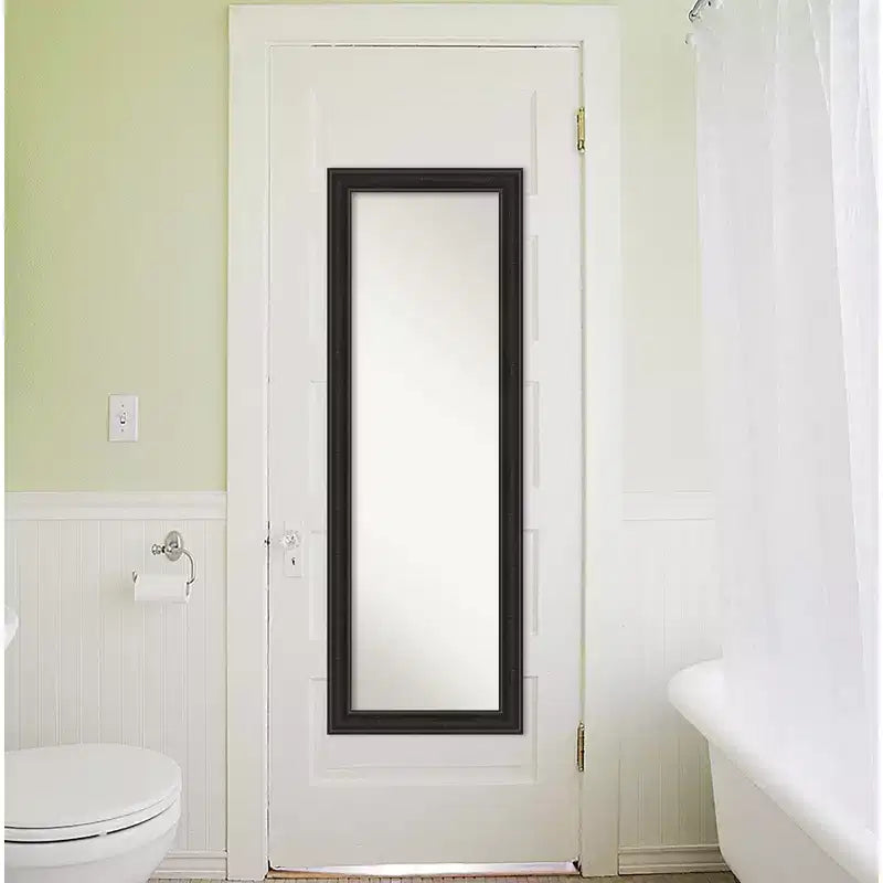 Specchio a figura intera stretto da porta non smussato, nero, motivo relitto, 45,7 x 132 cm
