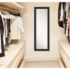 Specchio a figura intera stretto da porta non smussato, nero, motivo relitto, 45,7 x 132 cm