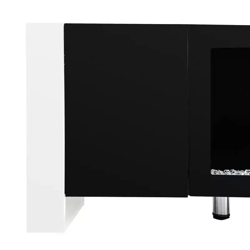 Mobile TV moderno per televisori fino a 78 pollici con finto caminetto elettrico e 2 armadietti