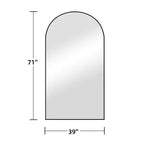Specchio a figura intera ad arco da 39 pollici L x 71 pollici A, autoportante, con cornice in metallo, specchio da parete grande, da terra, nero