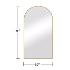 Specchio a figura intera ad arco da 39 pollici L x 71 pollici A, autoportante, con cornice in metallo, specchio da parete grande, da terra, nero