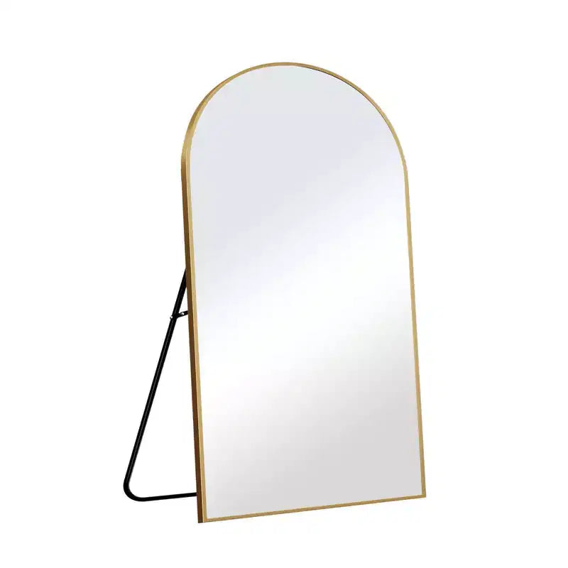 Specchio a figura intera ad arco da 39 pollici L x 71 pollici A, autoportante, con cornice in metallo, specchio da parete grande, da terra, nero