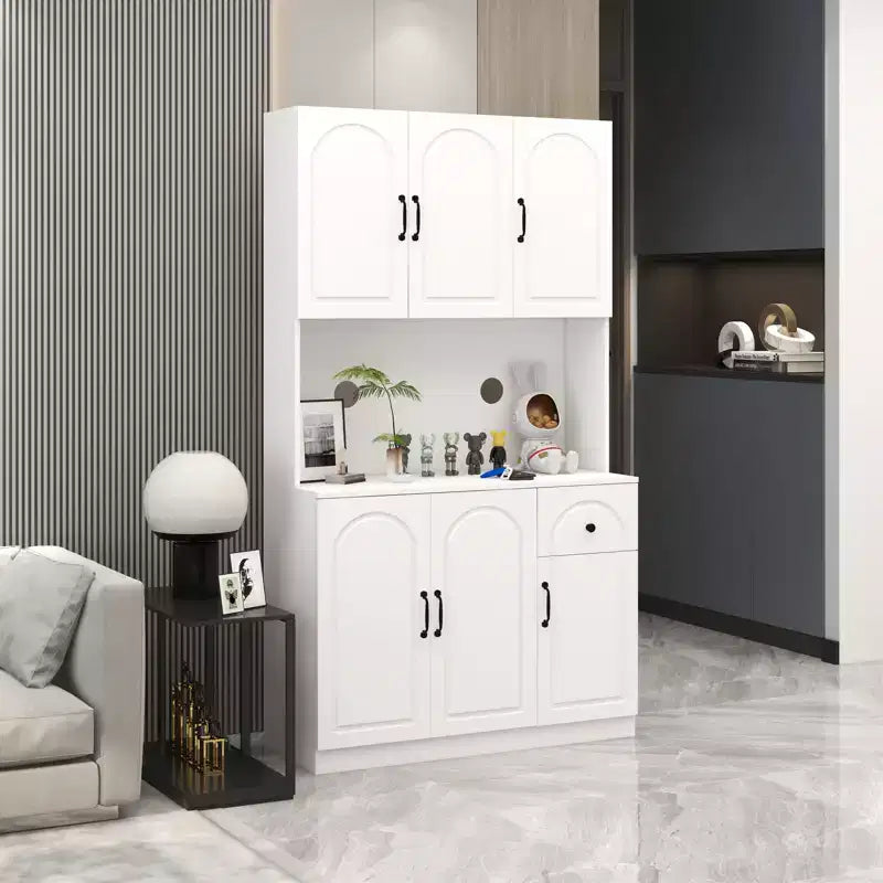 Mobile dispensa in legno bianco da 101 cm con piano per microonde