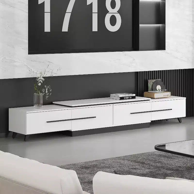 Mobile TV Moderno Allungabile Design Minimalista per Centro Intrattenimento Soggiorno