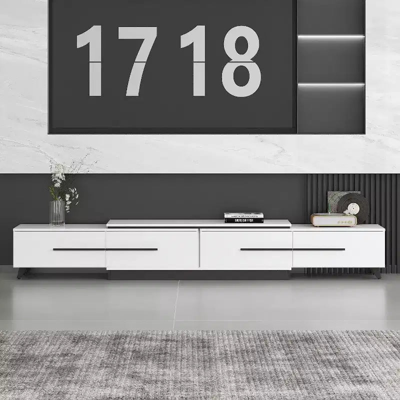 Mobile TV Moderno Allungabile Design Minimalista per Centro Intrattenimento Soggiorno
