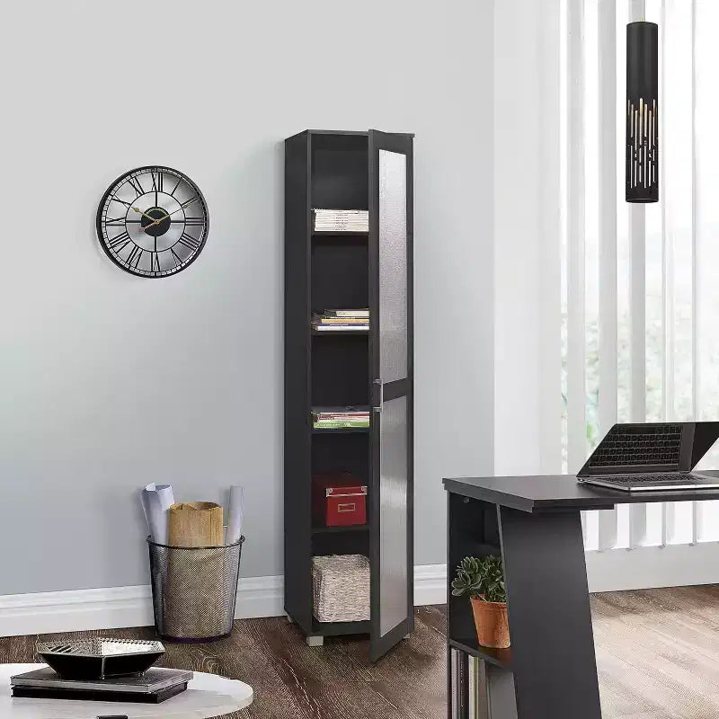 Kings Brand Furniture Romero Tall Curio Cabinet with 1 Door