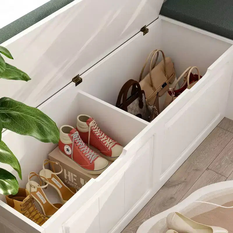 Panca Angolare a L Elegante e Pratica con Contenitore per Scarpe, per l'Organizzazione della Casa