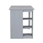Set da pranzo in stile rustico a 5 pezzi con tavolo da altezza bancone, 4 sedie imbottite e ripiani portaoggetti a 3 livelli, grigio/naturale+bianco