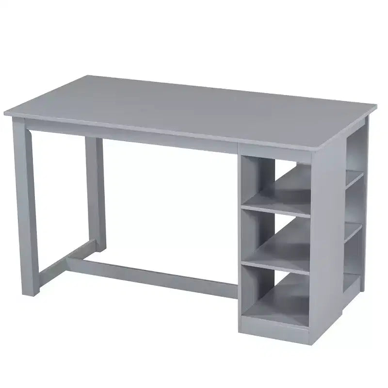 Set da pranzo in stile rustico a 5 pezzi con tavolo da altezza bancone, 4 sedie imbottite e ripiani portaoggetti a 3 livelli, grigio/naturale+bianco