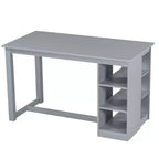Set da pranzo in stile rustico a 5 pezzi con tavolo da altezza bancone, 4 sedie imbottite e ripiani portaoggetti a 3 livelli, grigio/naturale+bianco