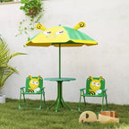 Set tavolo e sedie da picnic per bambini, tavolo per attività all'aperto con 2 sedie pieghevoli, ombrellone rimovibile, per giardino, cortile