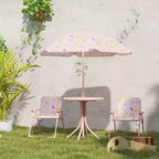 Set tavolo e sedie da picnic per bambini, tavolo per attività all'aperto con 2 sedie pieghevoli, ombrellone rimovibile, per giardino, cortile