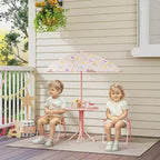 Set tavolo e sedie da picnic per bambini, tavolo per attività all'aperto con 2 sedie pieghevoli, ombrellone rimovibile, per giardino, cortile