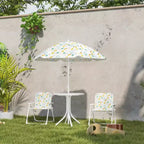 Set tavolo e sedie da picnic per bambini, tavolo per attività all'aperto con 2 sedie pieghevoli, ombrellone rimovibile, per giardino, cortile
