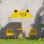Set tavolo e sedie da picnic per bambini, tavolo per attività all'aperto con 2 sedie pieghevoli, ombrellone rimovibile, per giardino, cortile
