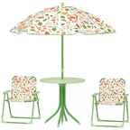 Set tavolo e sedie da picnic per bambini, tavolo per attività all'aperto con 2 sedie pieghevoli, ombrellone rimovibile, per giardino, cortile