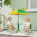 Set tavolo e sedie da picnic per bambini, tavolo per attività all'aperto con 2 sedie pieghevoli, ombrellone rimovibile, per giardino, cortile
