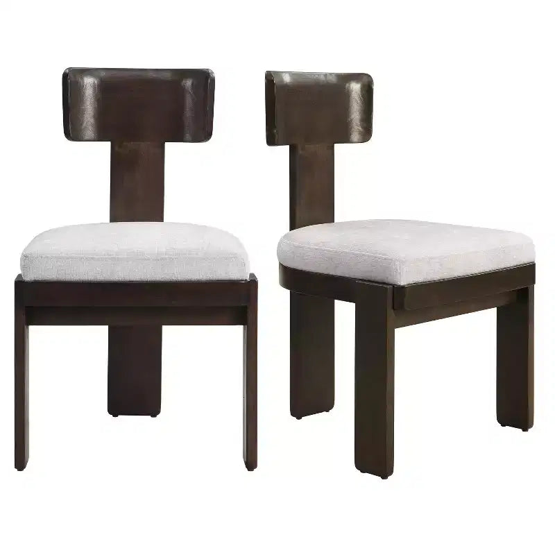 Sedie da pranzo Gaynor in ciniglia imbottite in legno di gomma stile Mid-Century Modern (set da 2)