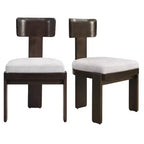 Sedie da pranzo Gaynor in ciniglia imbottite in legno di gomma stile Mid-Century Modern (set da 2)