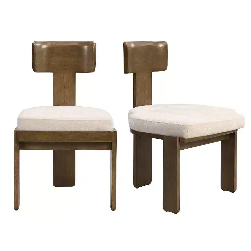 Sedie da pranzo Gaynor in ciniglia imbottite in legno di gomma stile Mid-Century Modern (set da 2)