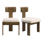 Sedie da pranzo Gaynor in ciniglia imbottite in legno di gomma stile Mid-Century Modern (set da 2)