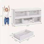 Libreria per bambini a 2 ripiani e organizer giocattoli con 5 vani + 1 cassetto, bianca per sala giochi/camera dei bambini