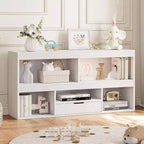 Libreria per bambini a 2 ripiani e organizer giocattoli con 5 vani + 1 cassetto, bianca per sala giochi/camera dei bambini