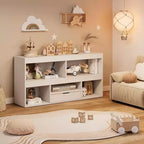 Libreria per bambini a 2 ripiani e organizer giocattoli con 5 vani + 1 cassetto, bianca per sala giochi/camera dei bambini