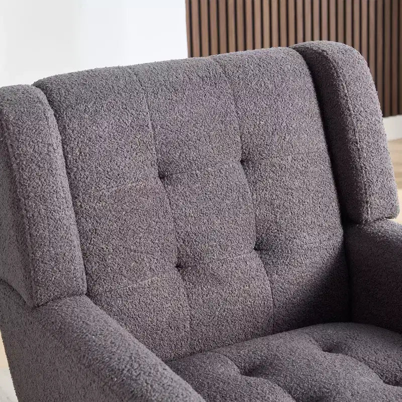 Poltrona moderna accent con bottoni a vista, poltrona da salotto morbida imbottita con gambe in legno nero, ergonomica per camera da letto