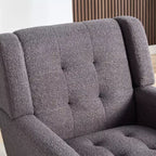 Poltrona moderna accent con bottoni a vista, poltrona da salotto morbida imbottita con gambe in legno nero, ergonomica per camera da letto