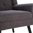 Poltrona moderna accent con bottoni a vista, poltrona da salotto morbida imbottita con gambe in legno nero, ergonomica per camera da letto