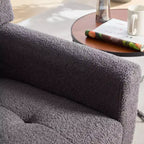 Poltrona moderna accent con bottoni a vista, poltrona da salotto morbida imbottita con gambe in legno nero, ergonomica per camera da letto