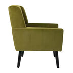 Poltrona moderna accent con bottoni a vista, poltrona da salotto morbida imbottita con gambe in legno nero, ergonomica per camera da letto