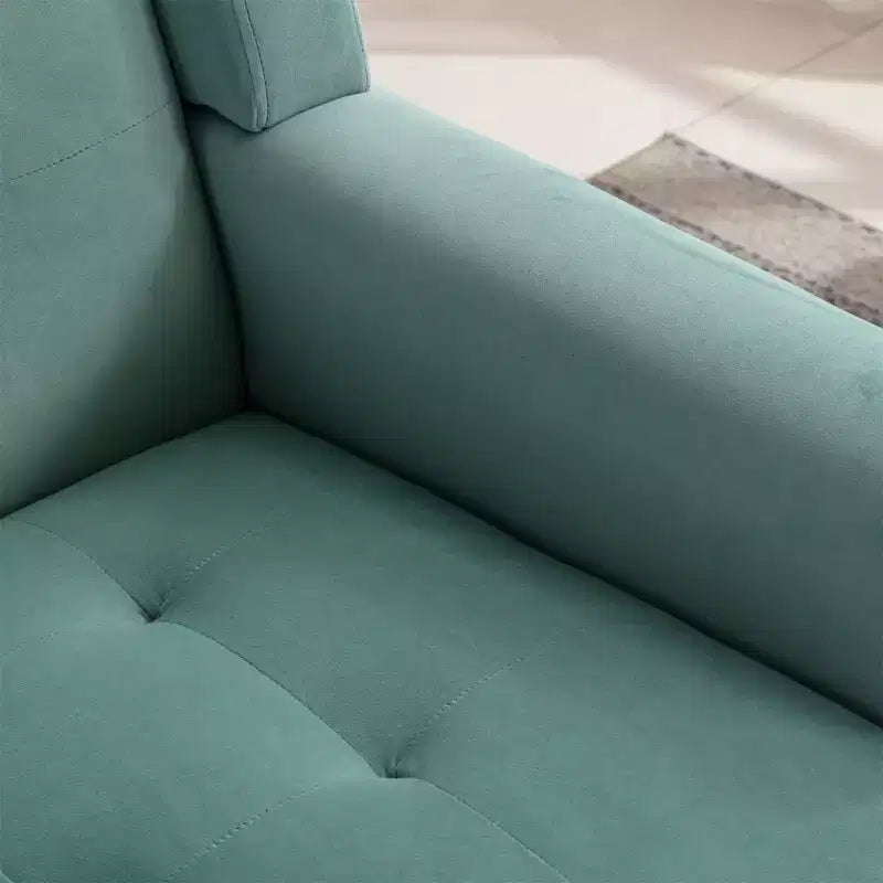 Poltrona moderna accent con bottoni a vista, poltrona da salotto morbida imbottita con gambe in legno nero, ergonomica per camera da letto