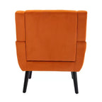 Poltrona moderna accent con bottoni a vista, poltrona da salotto morbida imbottita con gambe in legno nero, ergonomica per camera da letto