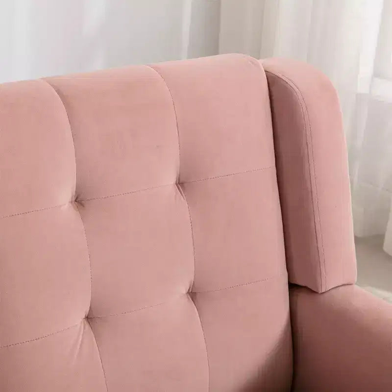 Poltrona moderna accent con bottoni a vista, poltrona da salotto morbida imbottita con gambe in legno nero, ergonomica per camera da letto