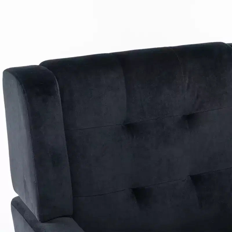 Poltrona moderna accent con bottoni a vista, poltrona da salotto morbida imbottita con gambe in legno nero, ergonomica per camera da letto