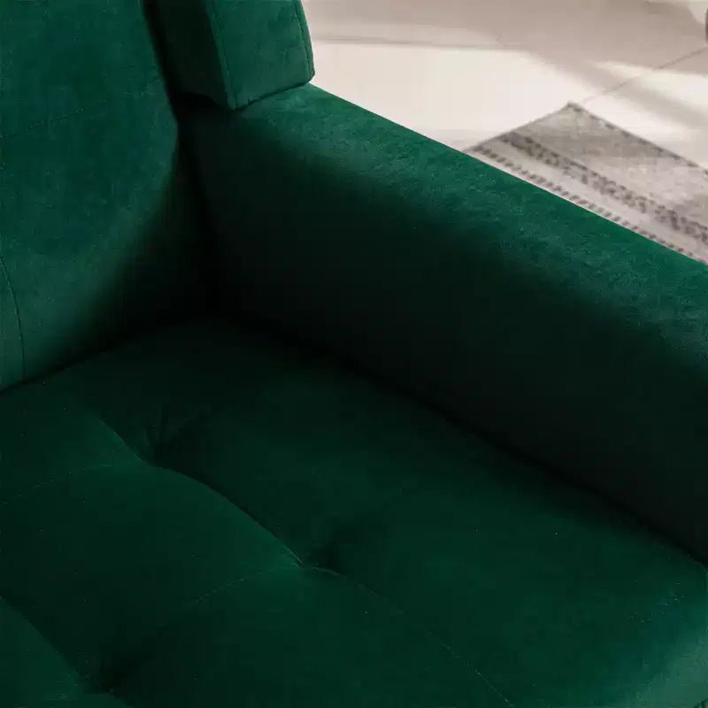 Poltrona moderna accent con bottoni a vista, poltrona da salotto morbida imbottita con gambe in legno nero, ergonomica per camera da letto