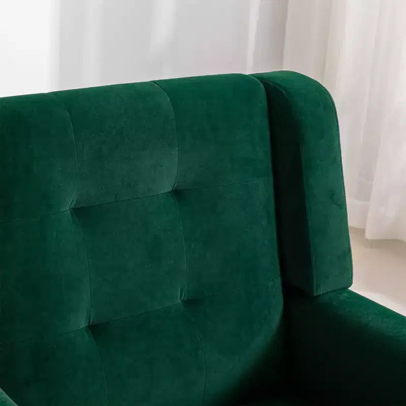 Poltrona moderna accent con bottoni a vista, poltrona da salotto morbida imbottita con gambe in legno nero, ergonomica per camera da letto