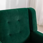 Poltrona moderna accent con bottoni a vista, poltrona da salotto morbida imbottita con gambe in legno nero, ergonomica per camera da letto