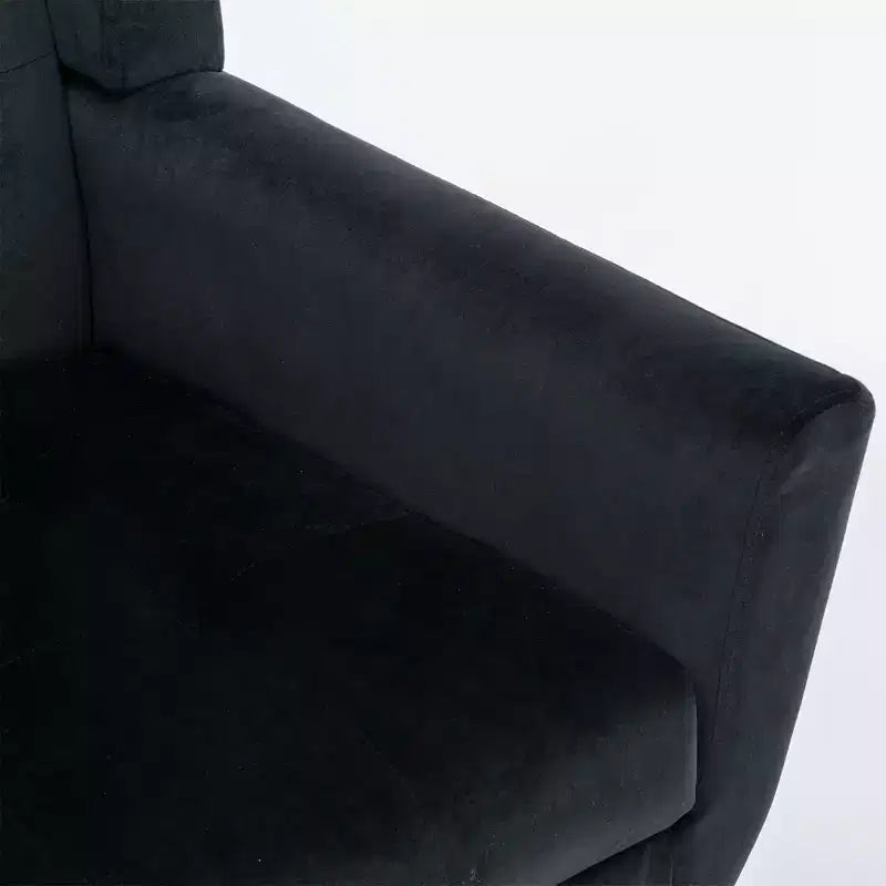 Poltrona moderna accent con bottoni a vista, poltrona da salotto morbida imbottita con gambe in legno nero, ergonomica per camera da letto