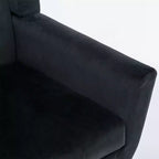 Poltrona moderna accent con bottoni a vista, poltrona da salotto morbida imbottita con gambe in legno nero, ergonomica per camera da letto