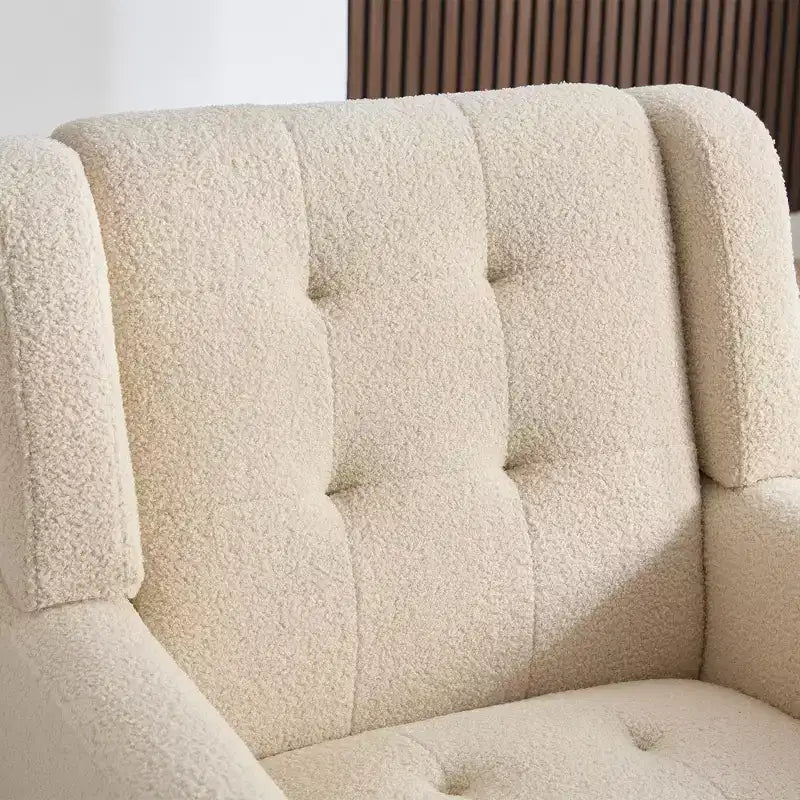 Poltrona moderna accent con bottoni a vista, poltrona da salotto morbida imbottita con gambe in legno nero, ergonomica per camera da letto
