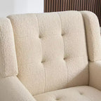 Poltrona moderna accent con bottoni a vista, poltrona da salotto morbida imbottita con gambe in legno nero, ergonomica per camera da letto