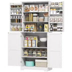 Dispensa da cucina alta 72 pollici in stile rustico, Mobile contenitore alto con 4 ante scorrevoli, 4 ripiani regolabili, 8 ripiani sullo sportello